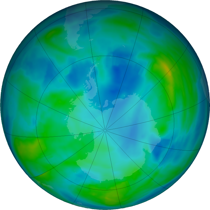 Antarctic ozone map for 19 May 2021